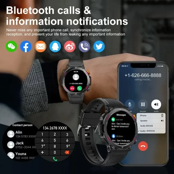 Relógio Inteligente Masculino Esportes Bluetooth LED Fitness - Imagem 4