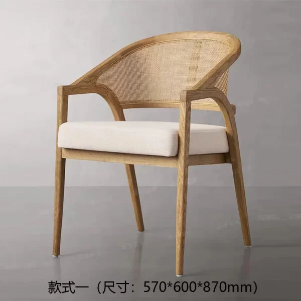 Nordic madeira maciça rattan cadeira de jantar casa hóspedes hotel teahouse restaurante encosto única cadeira - Imagem 3