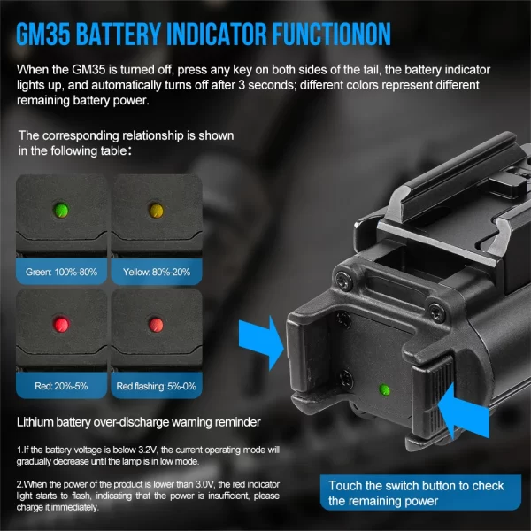[Em estoque]Trustfire GM35 Lanterna Tática 1350 Lumen tipo c usb recarregável armas de luz Tocha para Gl0ck Picatinny - Imagem 6