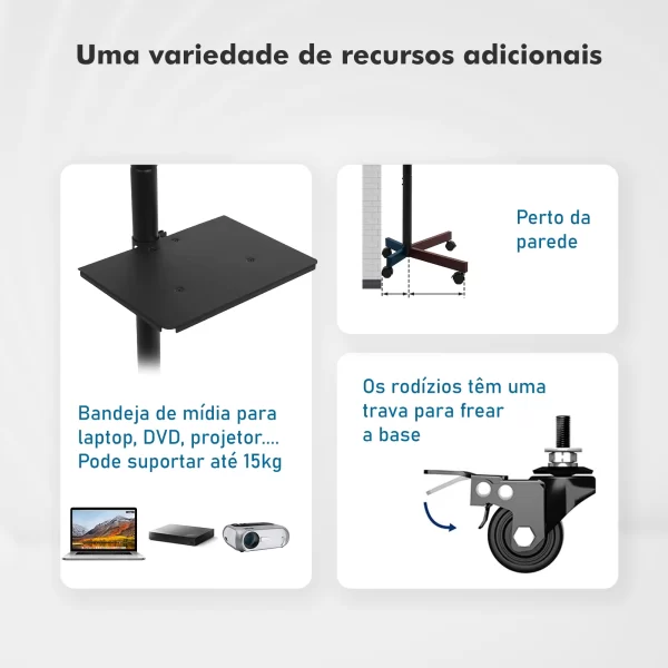 Suporte De TV Móvel, Suporte Para Tv, Racks Para Tv, Suporte De Monitor, Suporte De Tv, Suporte Monitor Portatil, 23-60 Polegada - Imagem 4