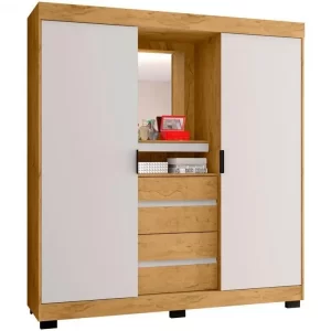 Guarda-roupa Casal com Espelho e Portas de Correr Araplac Sintra