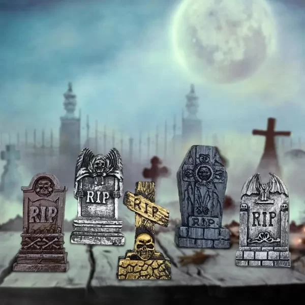 Halloween lápide estátuas de resina em miniatura lápide resina estátua decorações mini decorações para ornamentos de aquário ao ar livre - Imagem 4