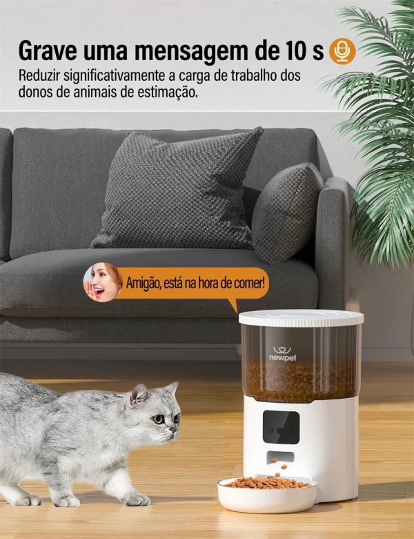 Alimentador automático para animais de estimação, 4l, wi-fi, redemoinho inteligente, alimentador lento para cães com gravador de voz, temporização de grande capacidade, dispensador de comida para gatos - Imagem 4