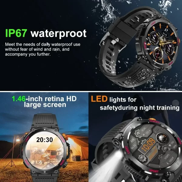 Relógio Inteligente Masculino Esportes Bluetooth LED Fitness - Imagem 2