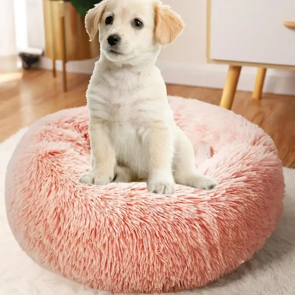 Cama redonda para cães, camas macias de pelúcia para animais de estimação, aquecimento usb, donut, camas redondas para cães e gatos, casa confortável, acessórios para animais de estimação - Imagem 2