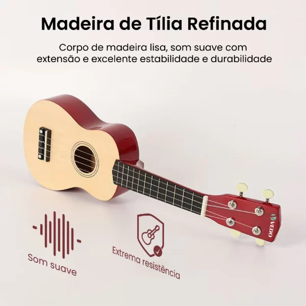 Ukulele Acústico Basswood com Nylon 4 Cordas, Guitarra Baixo, Instrumento Musical para Jogadores Iniciantes, Mini Ukulele, 23" - Imagem 2