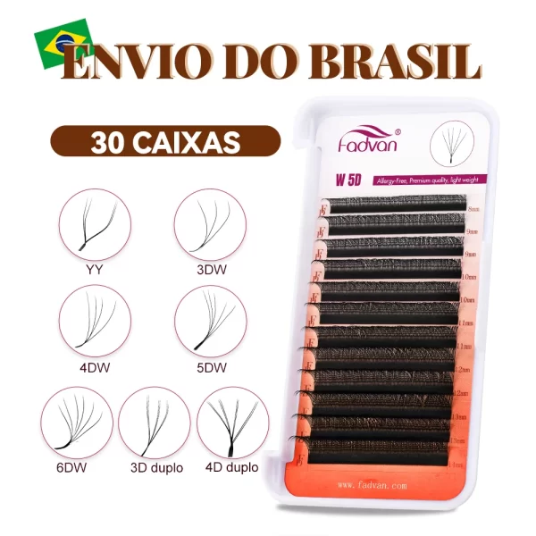 FADVAN YY/3D/4D/5D/6D/8D W Forma Cílios 30 PCS Natural Macio Cílios Profissionais Envio Desde Brasil