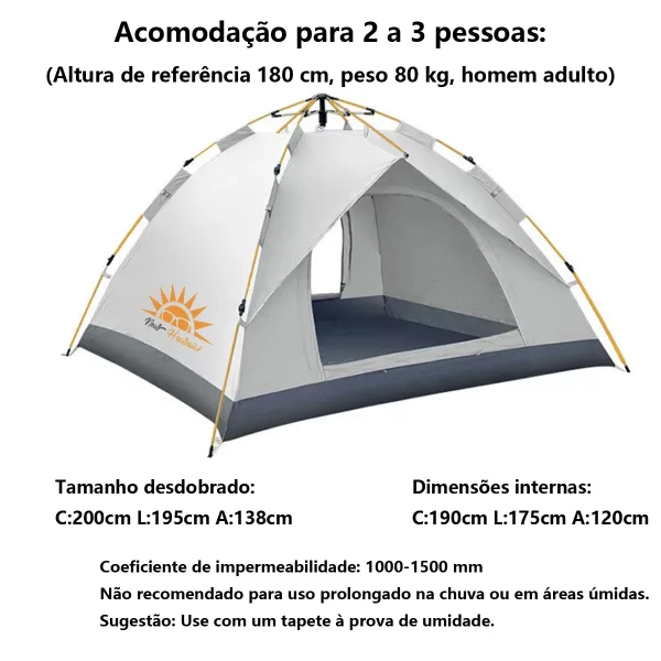 Barraca de acampamento automática para 3-4 pessoas, acampamento portátil rápido auto-pup ao ar livre verde/branco - Imagem 3