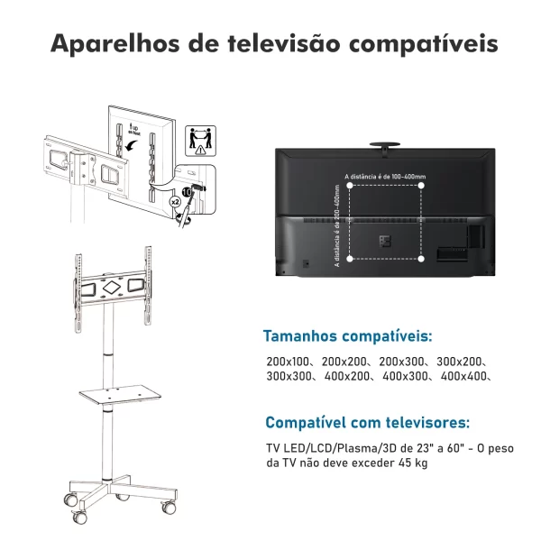 Suporte De TV Móvel, Suporte Para Tv, Racks Para Tv, Suporte De Monitor, Suporte De Tv, Suporte Monitor Portatil, 23-60 Polegada - Imagem 3