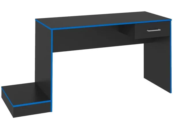 Mesa Gamer Artely Preto e Azul 1 Gaveta - Imagem 4