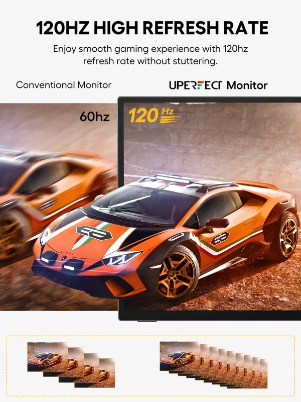 Monitor portátil inteligente com tela sensível ao toque UPERFECT de 18,5 "com estrutura de metal FreeSync 100% sRGB HDR 120 Hz extensor de tela de jogos para switch Xbox PS5 laptop - Imagem 4