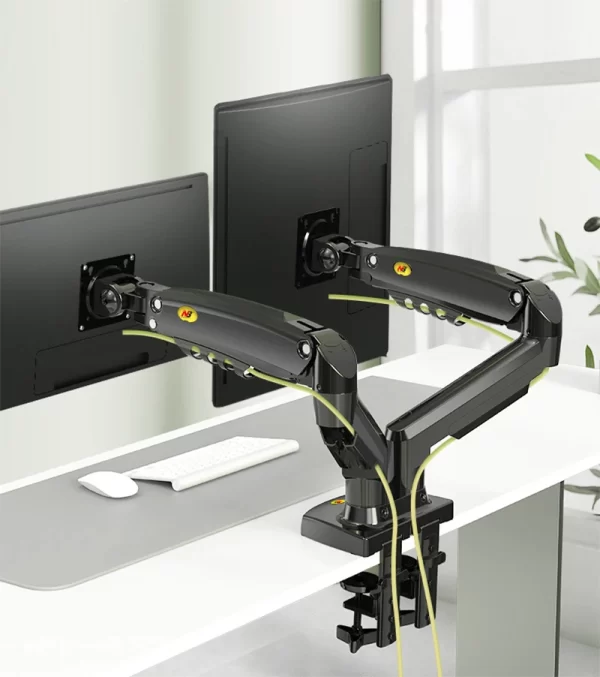 Nb f160 mola a gás 360 graus desktop 17 "-27" suporte de monitor duplo braço suporte de montagem de monitor de movimento completo carga 2-9kg cada - Imagem 2