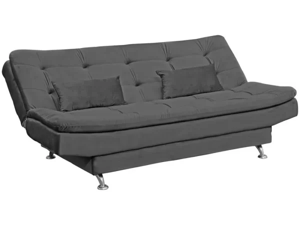 Sofá-cama Casal 3 Lugares Reclinável Veludo Light Matrix Salomé - Imagem 3