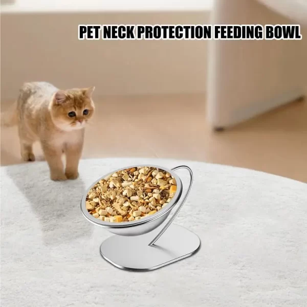 Prato elevado para gatos, recipiente de comida para cães de aço inoxidável, tigela levantada para animais de estimação com base estável, acessórios de alimentação para gatos pequenos a médios