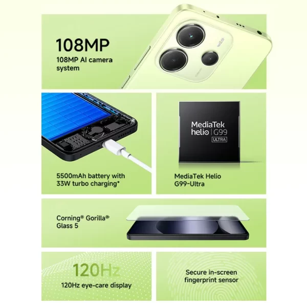 Nova versão global xiaomi redmi note 14 smartphone 128gb/256gb rom mediatek helio G99-Ultra 33w120hz amoled 108mp 5500mah - Imagem 2