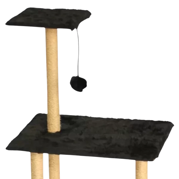 Arranhador Para Gatos Poste Sisal 3 Bases Brinquedo Bolinha Preto - Imagem 3