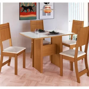 Mesa de Jantar Indekes Cristal com 4 Cadeiras