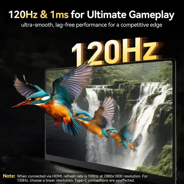 Monitor UPERFECT 16" 3K OLED 2880x1800 120Hz 1ms 16:10 100% DCI-P3 Display de jogos portátil Design ultrafino para laptop PC MAC Phone Console de jogos - Imagem 2