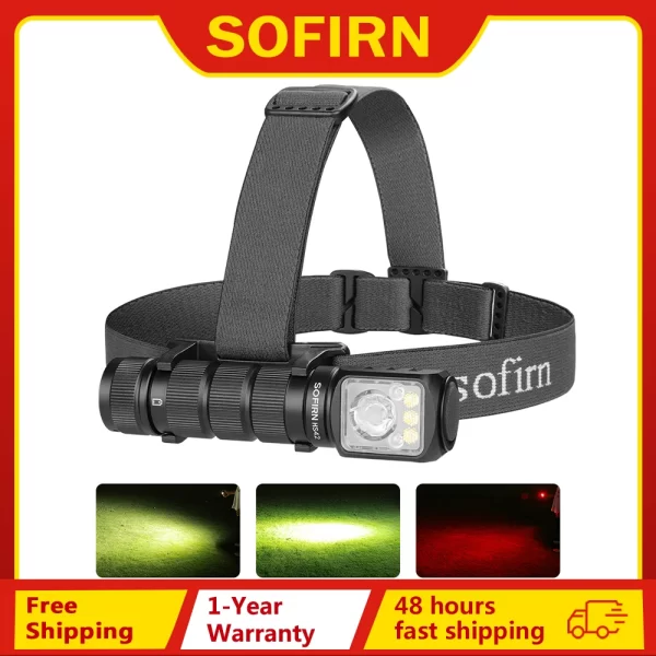 Sofirn hs42 farol 2100lm 18650 edc usb c recarregável com banco de potência lanterna sst40 led tocha com magnético para acampamento
