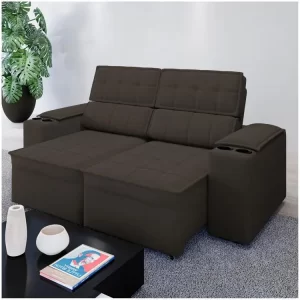 Sofá Retrátil Reclinável 3 Lugares Veludo Joly Cancún