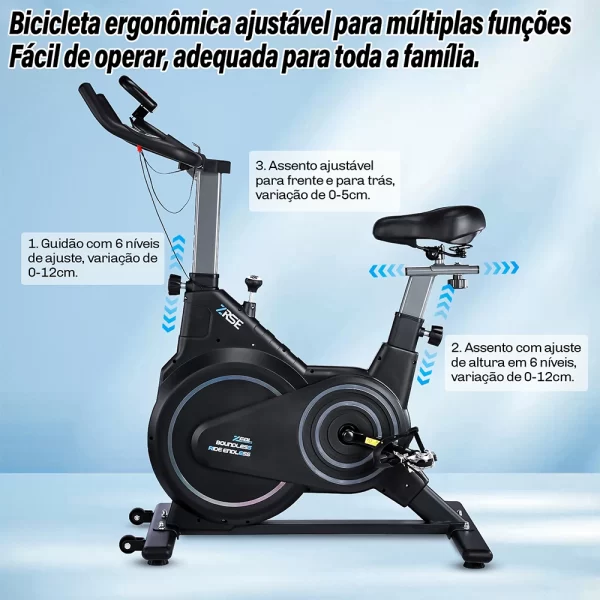 ZRSE Bicicleta Ergométrica Para Spinning Mecanica volante de inércia 10kg - Imagem 4