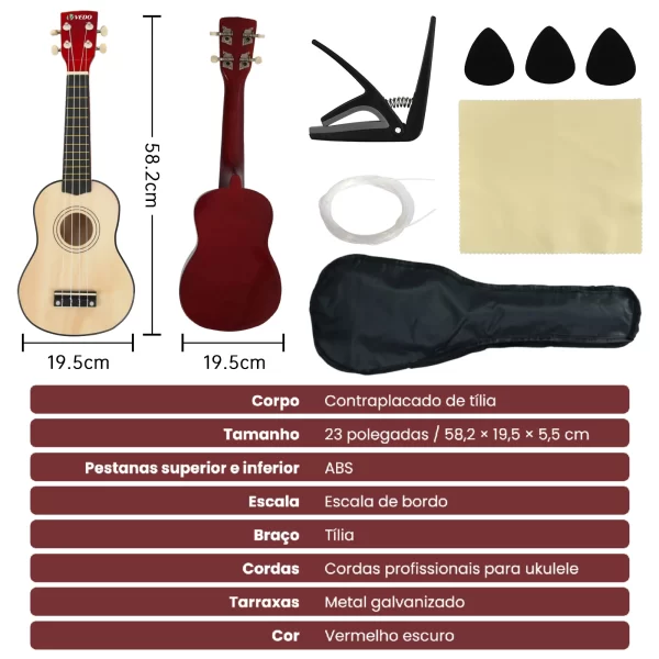 Basswood Acoustic Nylon Ukulele, 4 Cordas, Baixo, Instrumento Musical para Iniciantes, Jogadores, Instrumento Musical, 23" - Imagem 6