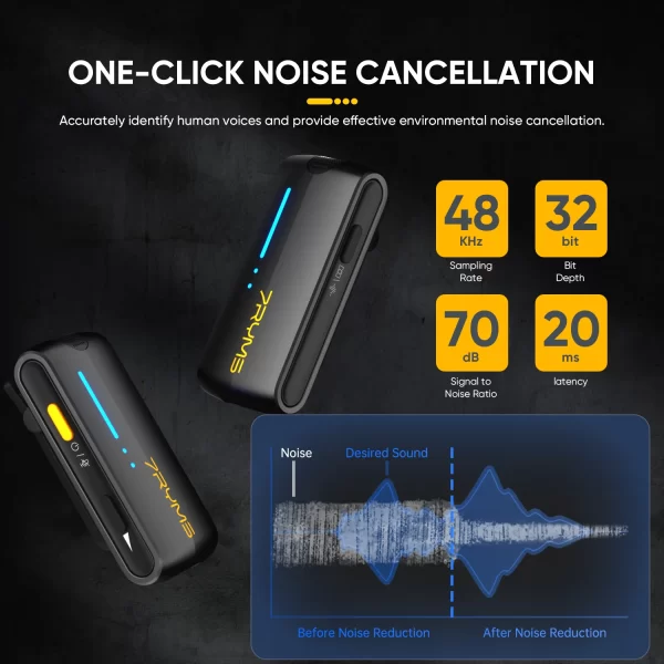 7RYMS iRay DW40 Microfone sem fio de lapela de quatro canais 4 faixas de áudio Microfone de lapela com cancelamento de ruído de saída individual - Imagem 3