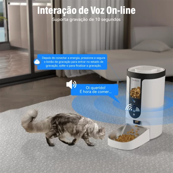Controle remoto WiFi automático com capacidade de 4L Newpet Alimentador inteligente para animais de estimação com controle por aplicativo, dispensador de alimentos para cães e gatos com câmera -Bivolt - Imagem 3