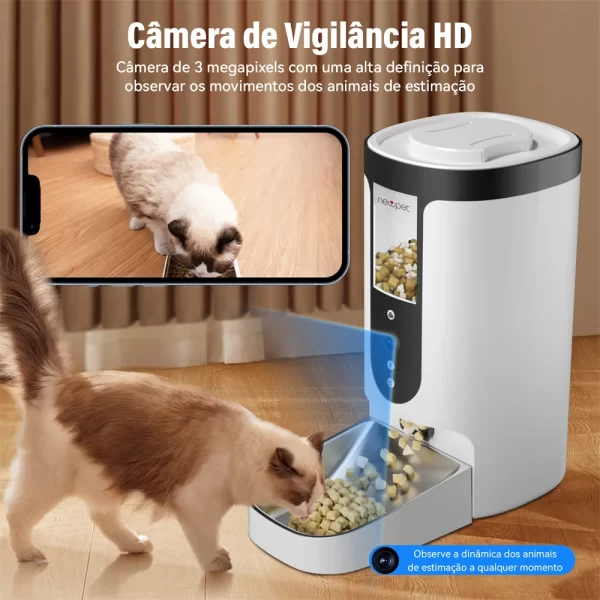 Controle remoto WiFi automático com capacidade de 4L Newpet Alimentador inteligente para animais de estimação com controle por aplicativo, dispensador de alimentos para cães e gatos com câmera -Bivolt - Imagem 5