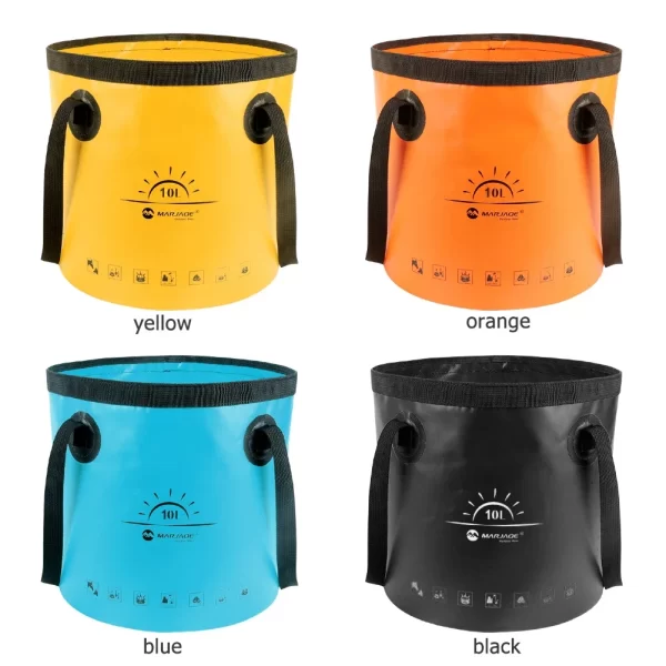 Balde dobrável de pesca 10l, à prova d'água, dobrável, multifuncional, acampamento, leve, para viagens, pesca, barco - Imagem 2