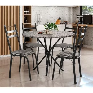 Mesa de Jantar Redonda com Cadeiras Artefamol América Capri