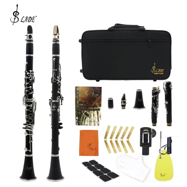 SLADE Clarinete Profissional 17 Chave Bb Clarinete Plano Tubo de Instrumento Baquelite Clarinete com Caso Alça Almofadas Acessórios Aparador