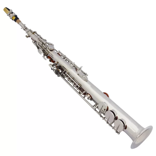 Saxofone soprano prateado bb, instrumento de sopro profissional plano, sax reto de latão com estojo, acessórios para instrumentos musicais - Imagem 5