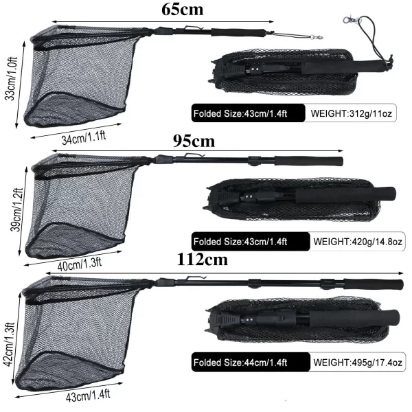 Sougayilang Folding Brail Net Pesca, Telescópica Landing Net, Scoop Net, 65-112cm - Imagem 3