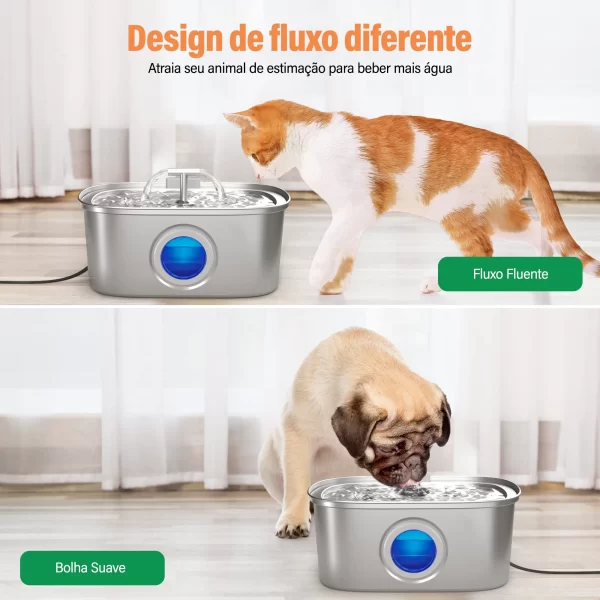 Newpet 108oz/3.2L Cat Water Dispenser de aço inoxidável para animais de estimação com filtro Bomba silenciosa Fonte automática para bebedouro de cães e gatos - Imagem 3