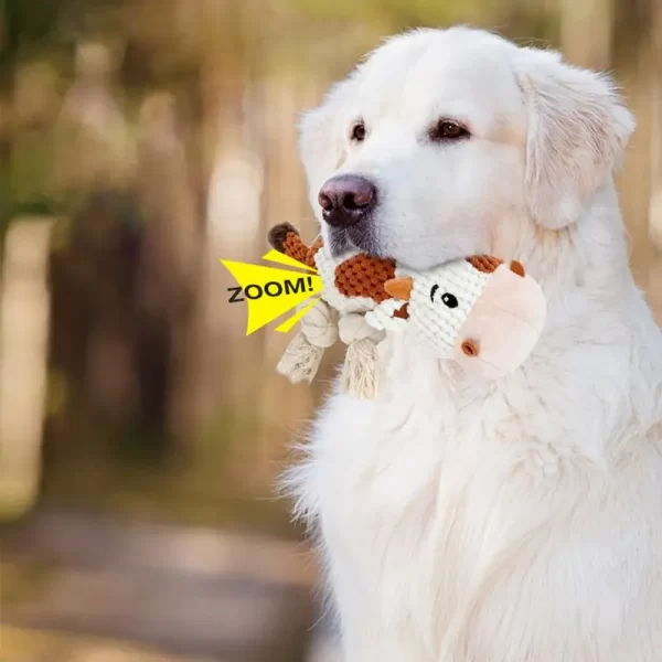 Brinquedos estridentes para cães, macio e confortável, brinquedo de mastigar, vaca de pelúcia, brinquedos interativos para cães pequenos, médios e grandes - Imagem 3