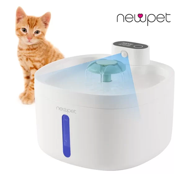 Newpet Fonte de água para gatos com sensor inteligente de 2,6 litros Distribuidor automático de água para gatos Alimentador de animais de estimação Bomba de fonte de água para cães com filtro -Bivolt