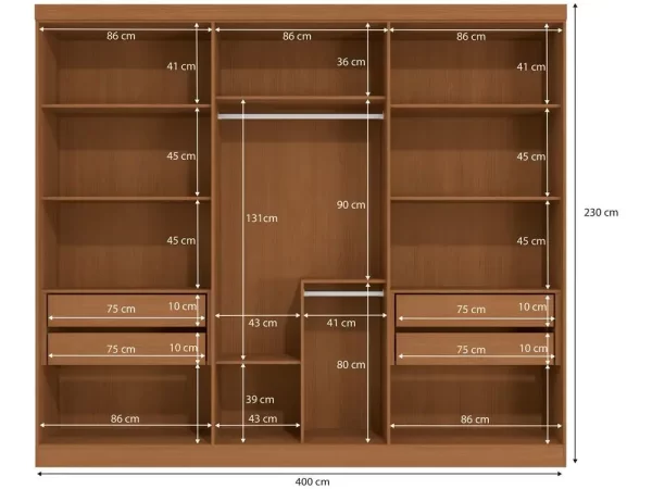 Guarda-roupa Casal 4 Gavetas 6 Portas Kappesberg Roma - Imagem 6