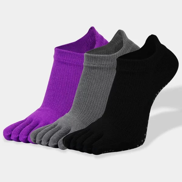 3 Pares, Meias Esportivas de Cinco Dedos, Algodão 3 Pares de Meias invisíveis, Antibacterianas, Desodorantes, Antiderrapantes - Imagem 3