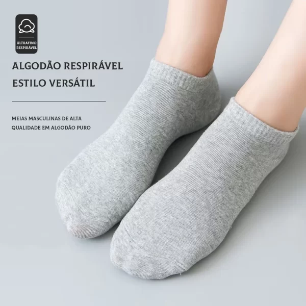 12 Pares, Meias Curtas de Barco, Meias Masculinas de Algodão, Leves, Respiráveis, Meias Curtas, Contendo Algodão - Imagem 3