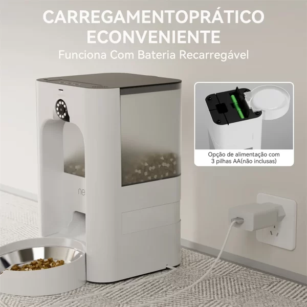 Newpet 4L Alimentador inteligente de grande capacidade para animais de estimação com câmera e dispensador automático de alimentos para gatos Alimentador remoto com APP de tempo quantitativo - Imagem 6