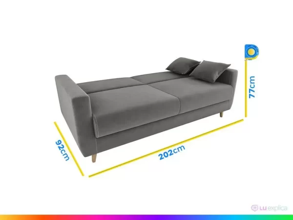 Sofá-cama Casal 3 Lugares Reclinável Veludo Matrix Emília - Imagem 5
