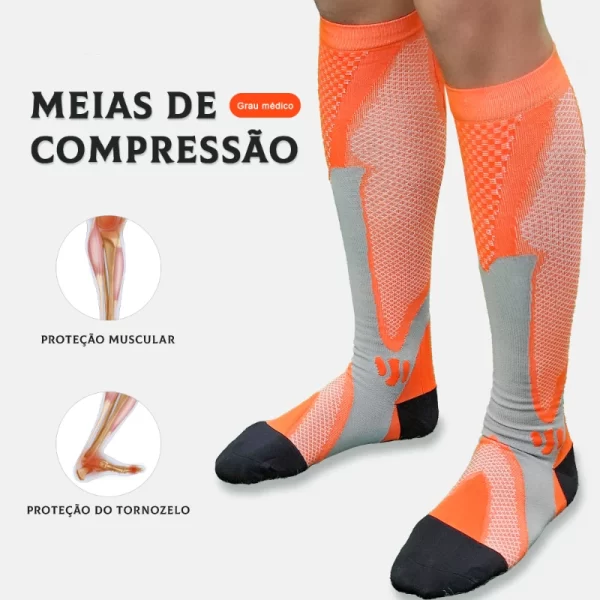 3 Pares Meias de Compressão Mágica, Recuperação de Corrida, Ciclismo, Alta Elasticidade, Respirabilidade e Absorção de Suor - Imagem 3