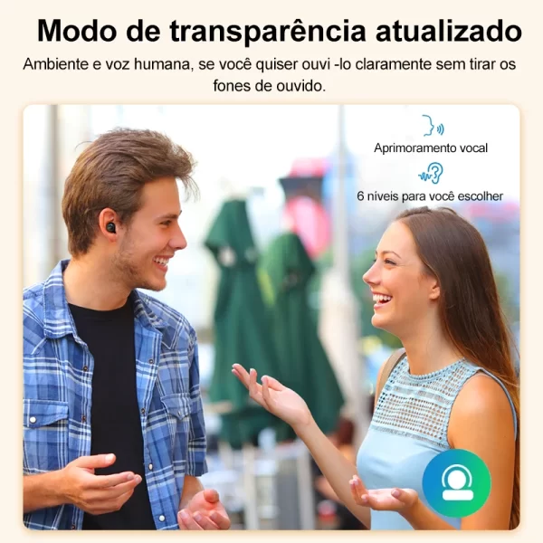 QCY-HT07 ANC Fones De Ouvido Sem Fio, Auscultadores HiFi, Cancelamento de Ruído, Earbuds TWS, 6 Microfone, Chamada AI HD, Reprodução 32H, 40dB, Bluetooth 5.2 - Imagem 6