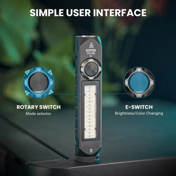 Sofirn IF24 PRO RGB Light 1800lm 340m SFT40 Buck Driver 18650 USB C Lanternas Recarregáveis Spot de Inundação com Magnético - Imagem 6