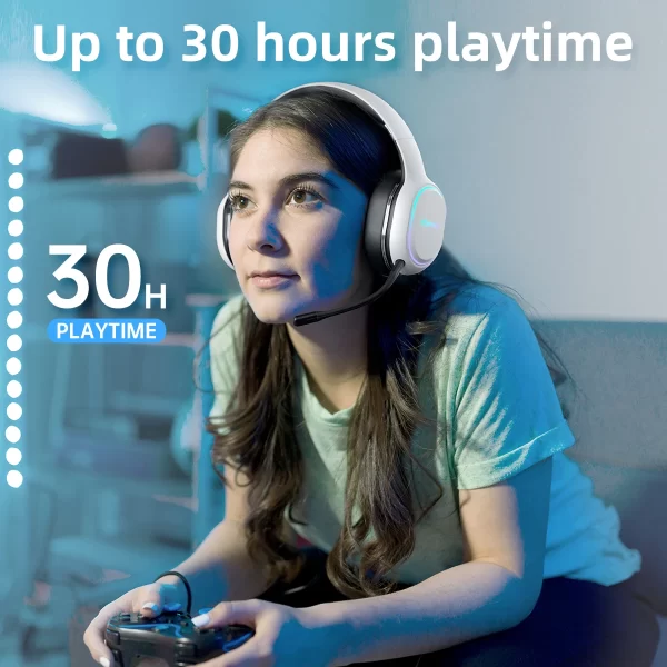 Kofire UG-05 fones de ouvido para jogos 2.4g bt5.0 fone de ouvido sem fio com microfone rbg luz vibração bluetooth fone de ouvido para ps4 ps5 pc switch - Imagem 4
