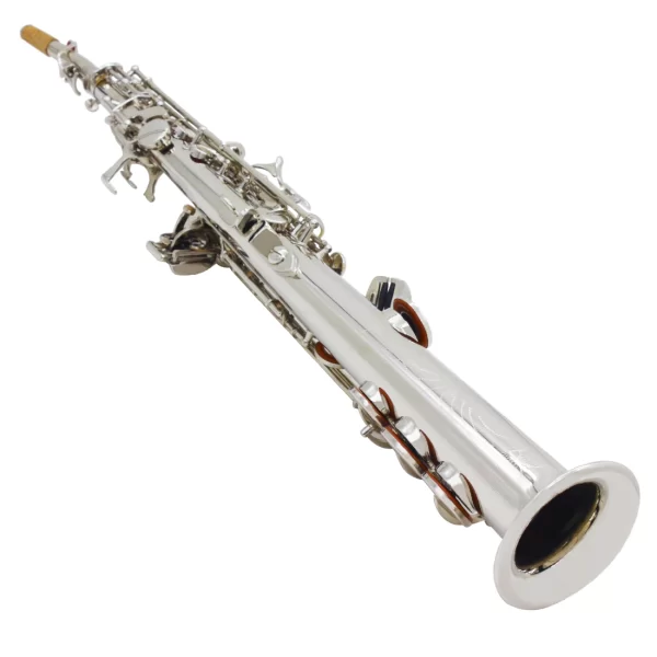 Saxofone soprano prateado bb, instrumento de sopro profissional plano, sax reto de latão com estojo, acessórios para instrumentos musicais - Imagem 6