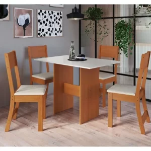 Mesa de Jantar Retangular com 4 Cadeiras Indekes Luiza