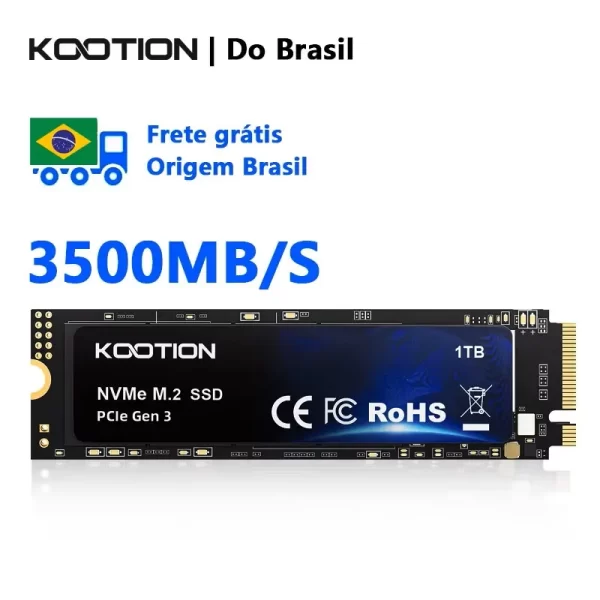KOOTION X15 Nvme M2 SSD 256GB 512GB 1TB 2TB SSD Nvme PCIe 3.0x4 M.2 2280 Disco rígido Unidade de estado sólido interna para laptop desktop