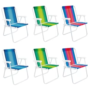 Cadeira de Praia Dobravel Branca Mor - 6 Unidades